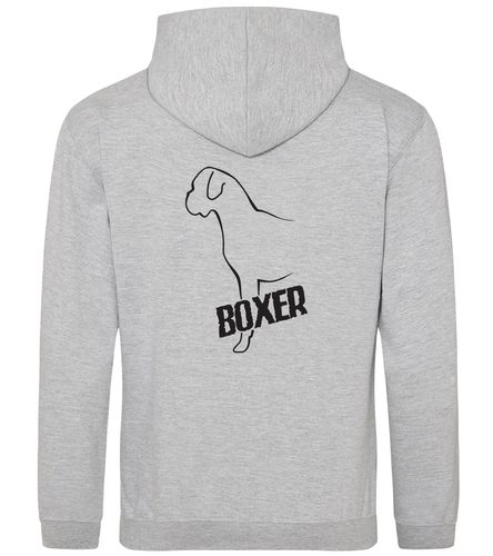 Unisex Boxer Ear Drop Pullover Hoodie Heather Grey (Black)