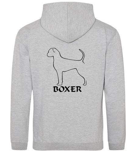 Unisex Boxer Ear Drop (2) Pullover Hoodie Heather Grey (Black)