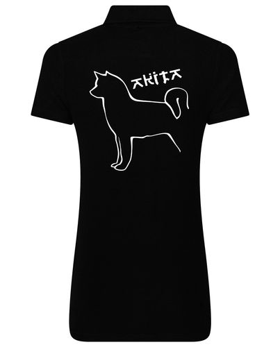 Female Akita Polo Shirt Black (White)