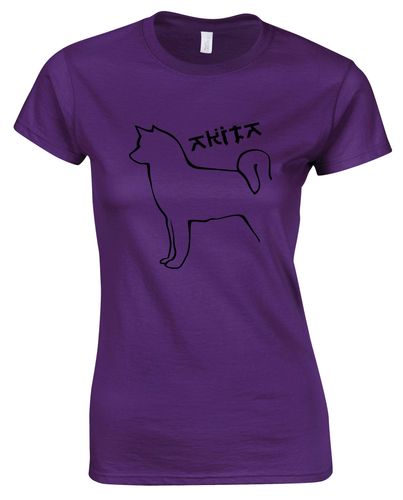 Female Akita Roundneck T-Shirt Purple (Black)