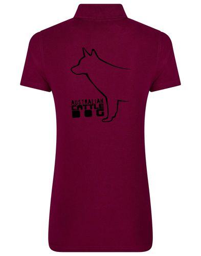 Female Australian Cattle Dog Polo Shirt Burgundy (Black)