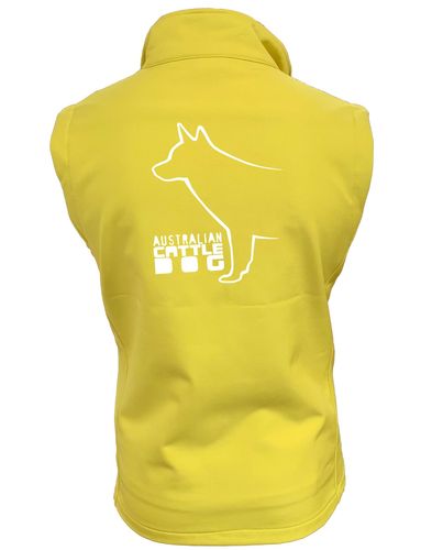 Unisex Australian Cattle Dog Softshell Gilet Yellow (White)