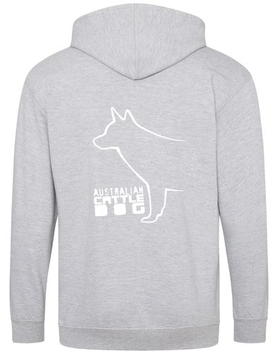 Unisex Australian Cattle Dog Zipped Hoodie Heather Grey (White)
