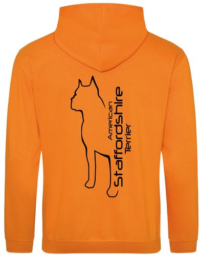 Unisex American Staffordshire Terrier Pullover Hoodie Orange Crush (Black)