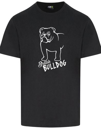 Unisex British Bulldog Roundneck T-Shirt Black (White)