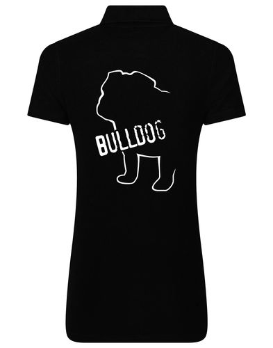 Female Bulldog (Body Design) Polo Shirt Black (White)