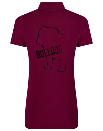 Female Bulldog (Body Design) Polo Shirt Burgundy (Black)