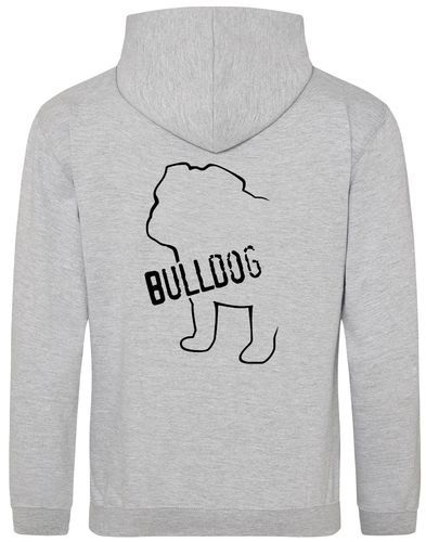 Unisex Bulldog (Body Design) Pullover Hoodie Heather Grey (Black)