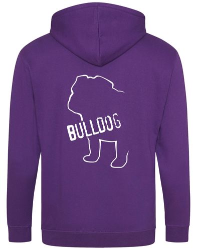 Unisex Bulldog (Body Design) Zipped Hoodie Purple (White)