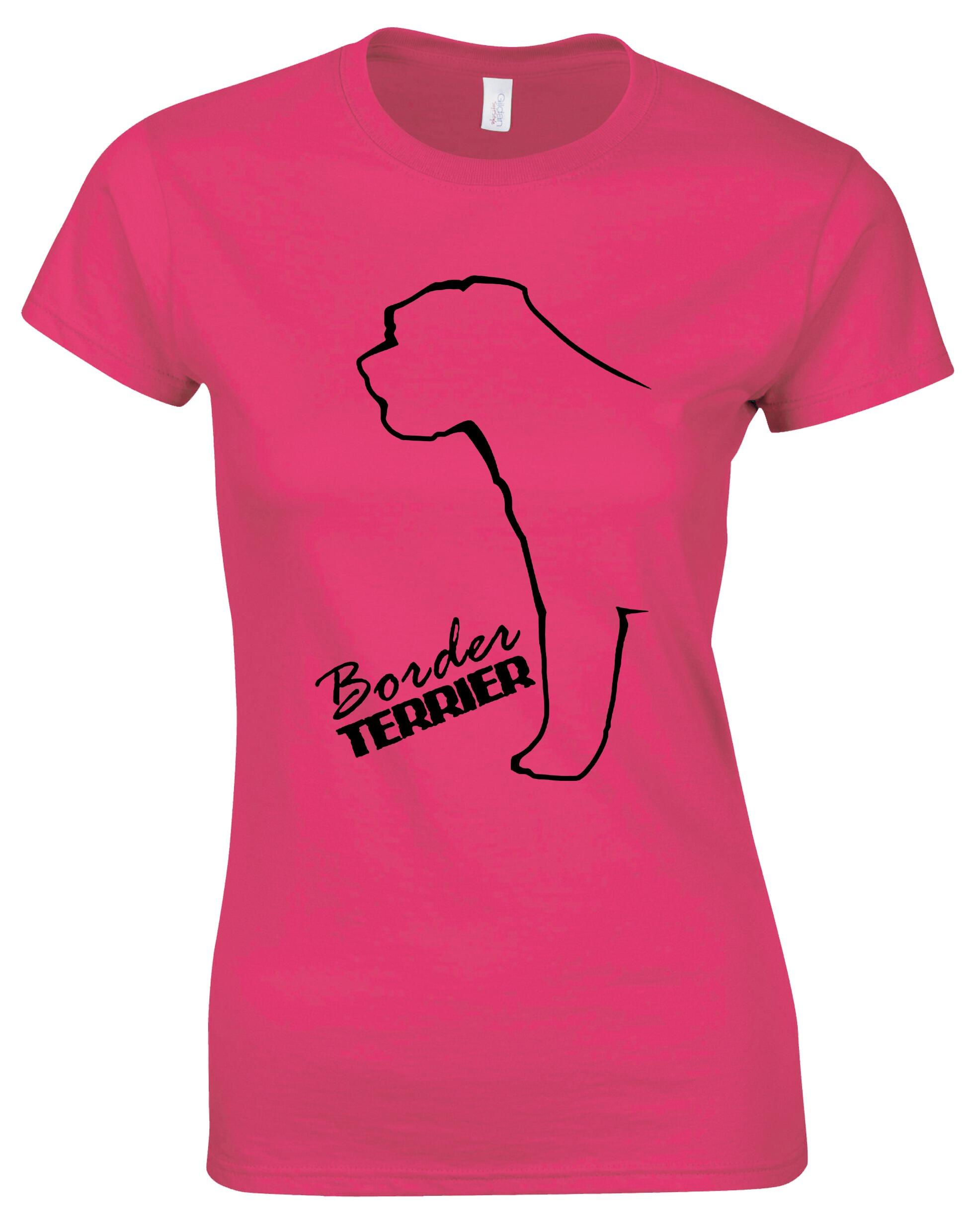 Female Roundneck T-shirt with Border Terrier Dog Breed Design – Style for Every Dog Lover