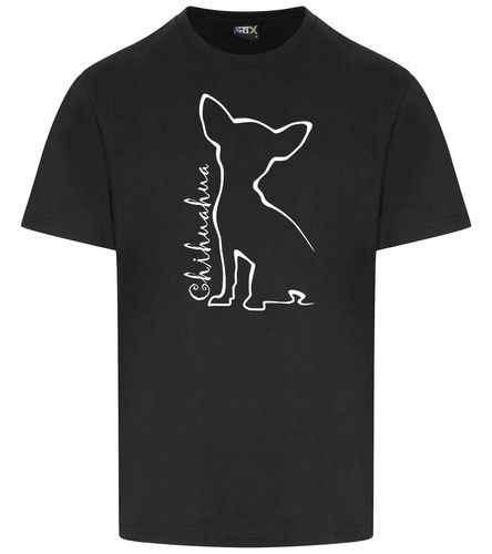 Unisex Roundneck T-shirt with Chihuahua Outline Design – Perfect for Every Chihuahua Fan