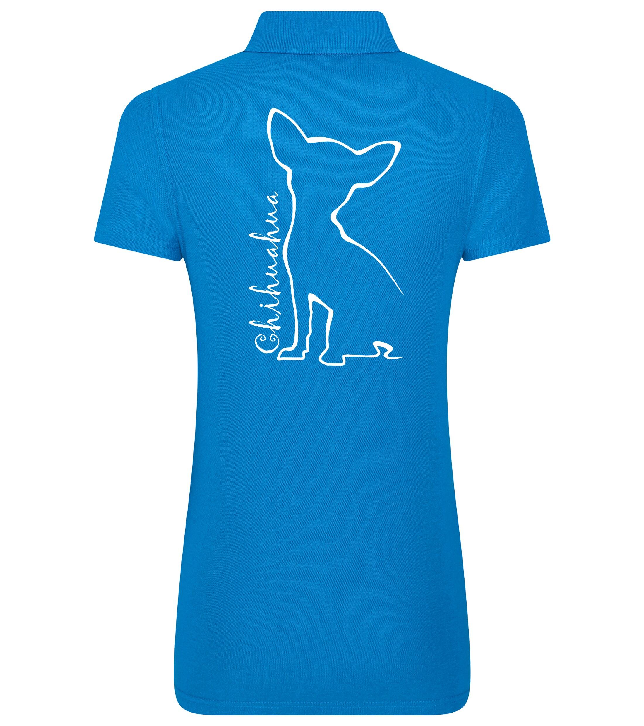 Women’s Cotton Polo with Chihuahua Outline Design – Perfect for Every Chihuahua Lover