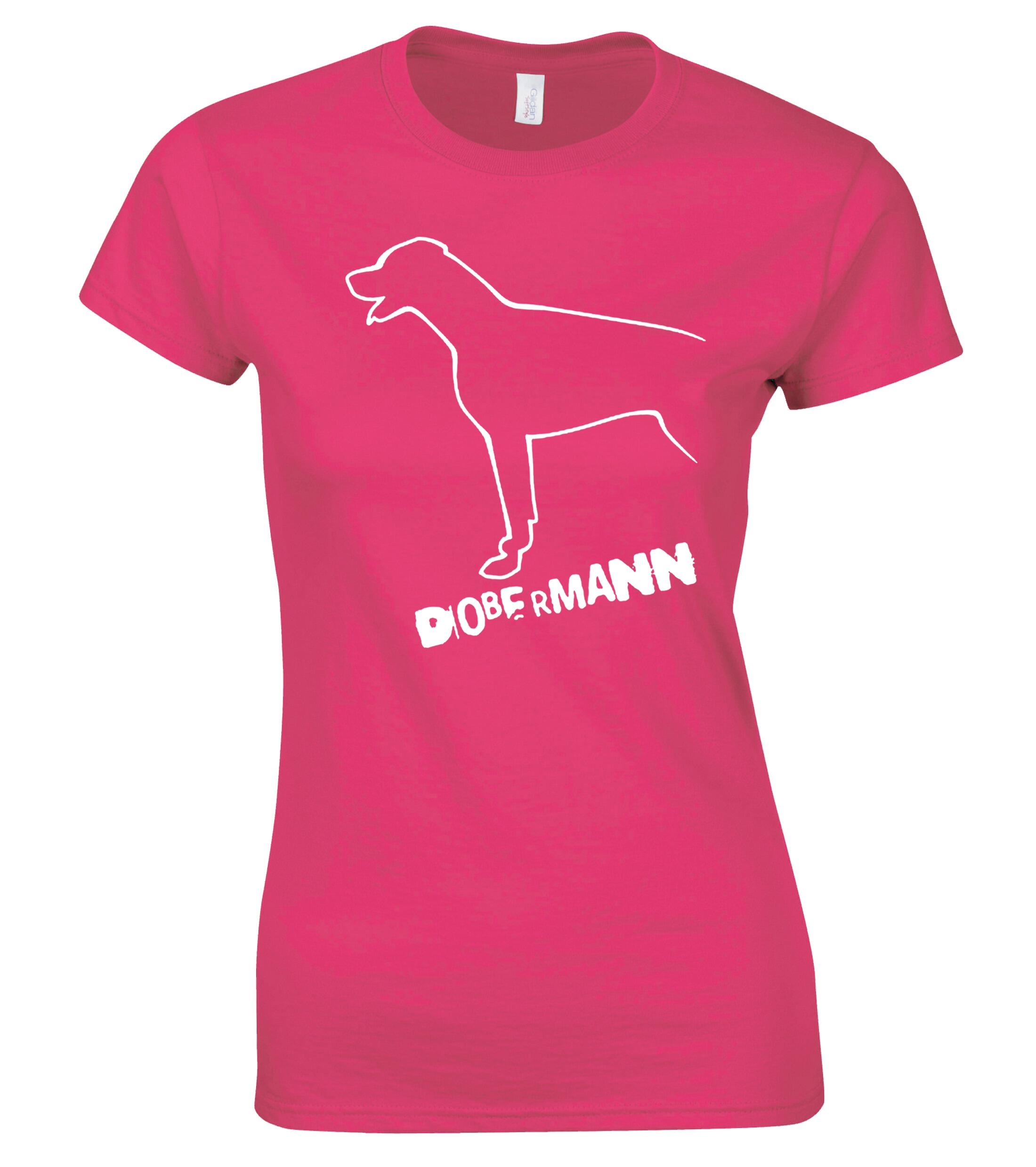 Dobermann (Outline) Women’s Roundneck T-Shirt – Celebrate Your Passion in Style