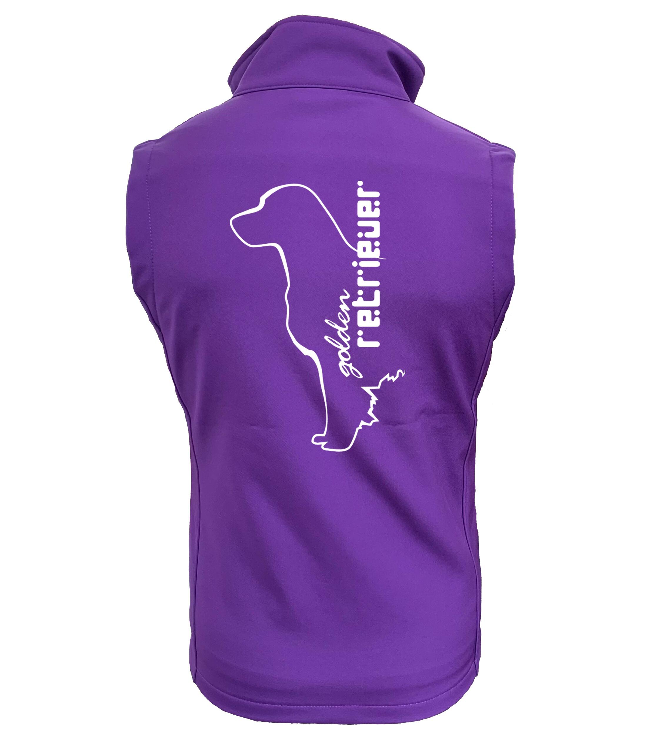 Unisex Softshell Gilet featuring an exclusive Golden Retriever design, crafted from water-resistant fabric with fleece lining, providing warmth, style, and practicality for dog lovers.
