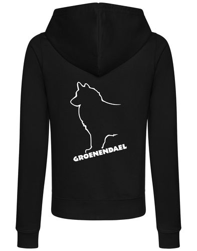 Groenendael Women’s Zipped Hoodie – Cozy fabric, full-zip design, and exclusive Groenendael breed graphic for proud owners.