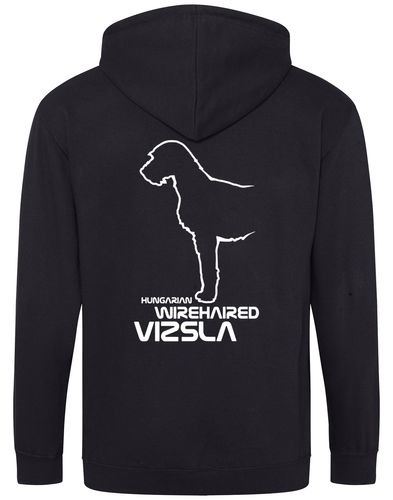 Hungarian Wirehaired Vizsla Zipped Hoodie with exclusive breed artwork, double-fabric hood, and spacious pockets.