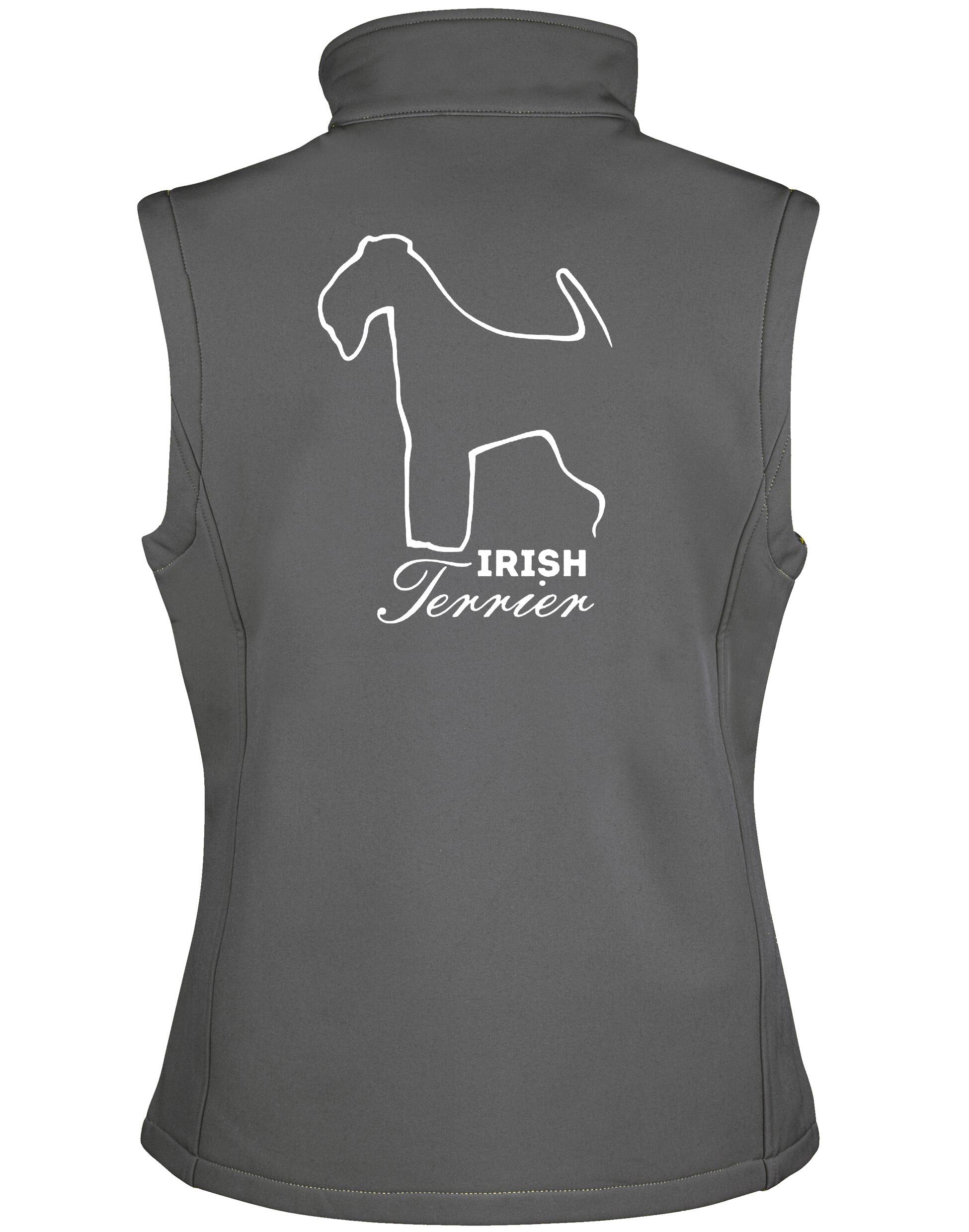 Irish Terrier Women’s Softshell Gilet featuring exclusive breed artwork, designed for style, comfort, and outdoor adventures.