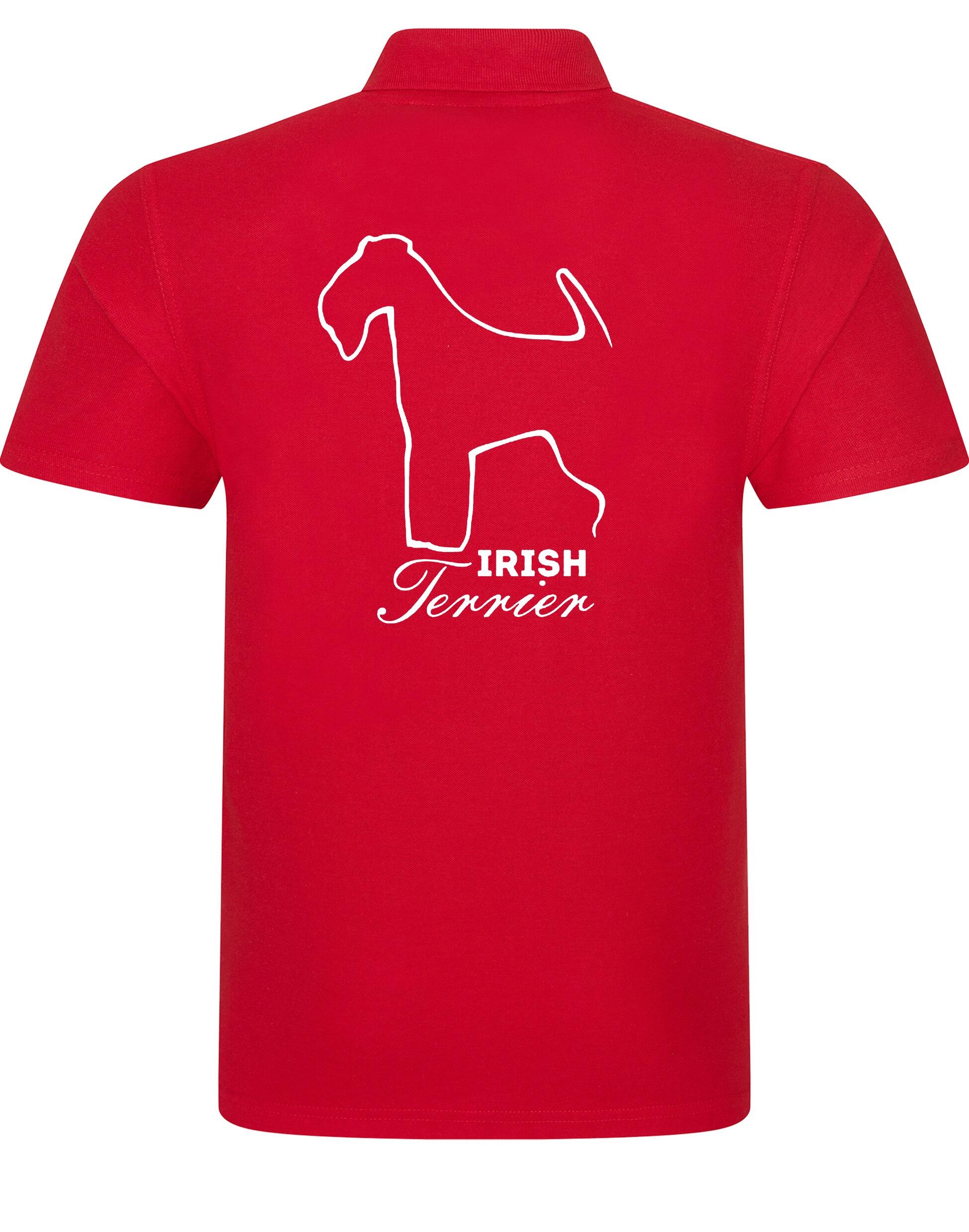 Unisex cotton polo featuring exclusive Irish Terrier design, crafted from soft, breathable cotton for style and comfort.