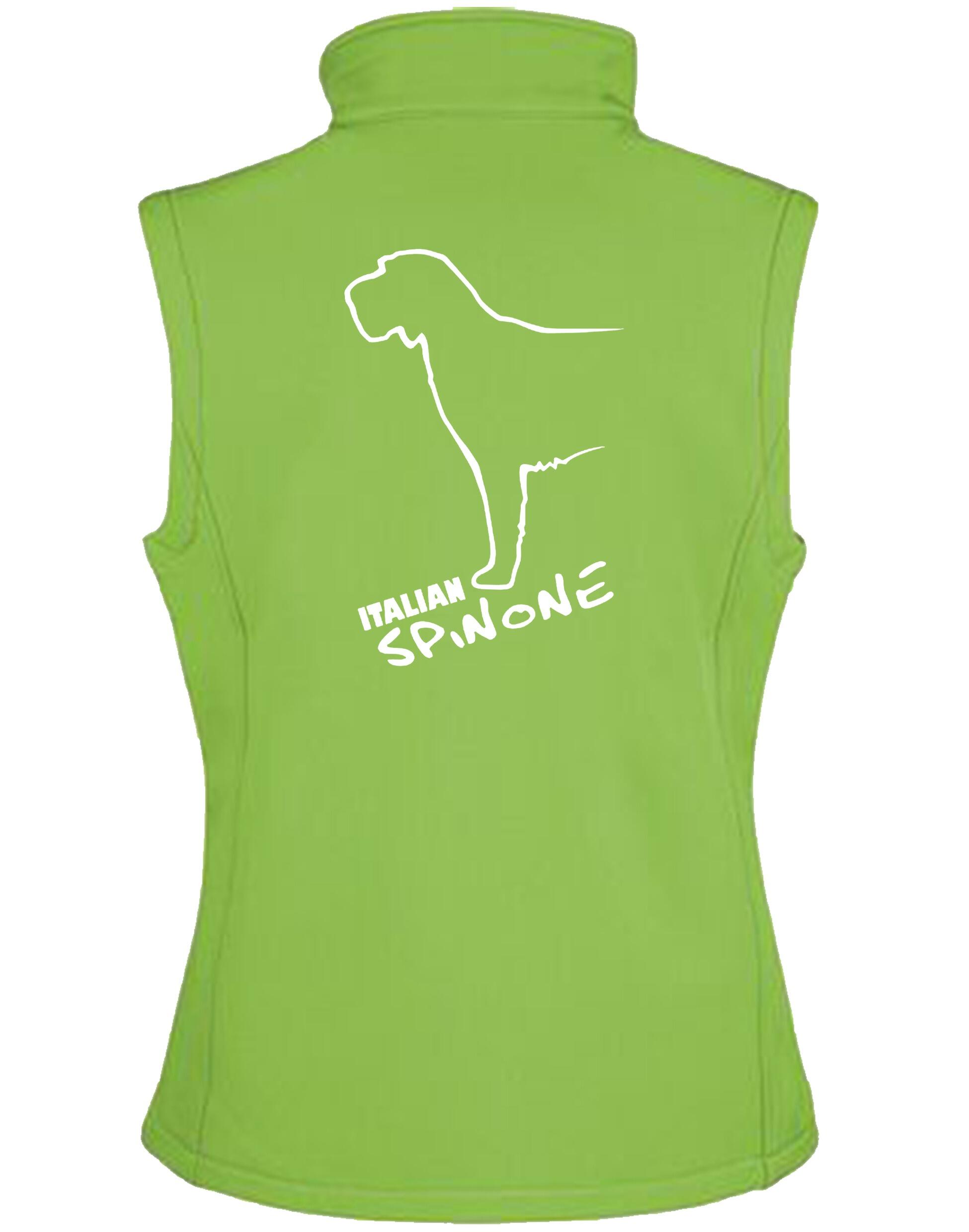 Unisex softshell gilet featuring Italian Spinone breed design, fleece lining, water-resistant fabric, and full-zip front for all-day comfort and warmth.
