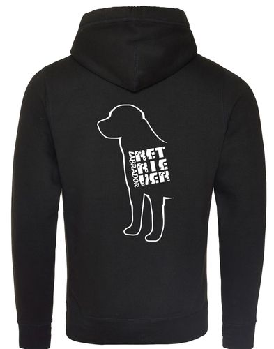 Unisex crossneck pullover hoodie featuring exclusive Labrador Retriever artwork on the back, crafted from heavy-blend fabric with a brushed fleece interior and practical kangaroo pocket.