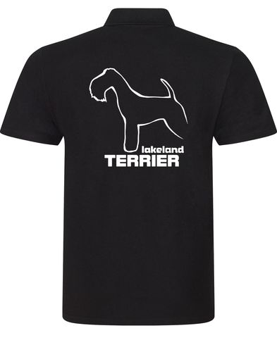 Unisex cotton polo featuring an exclusive Lakeland Terrier design with a relaxed fit.