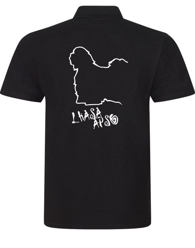 Lhasa Apso Unisex Cotton Polo with elegant breed design and breathable cotton fabric.