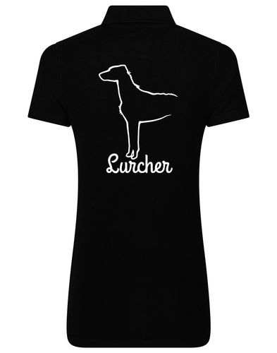 Lurcher Women's Cotton Polo featuring exclusive breed design and soft cotton fabric.
