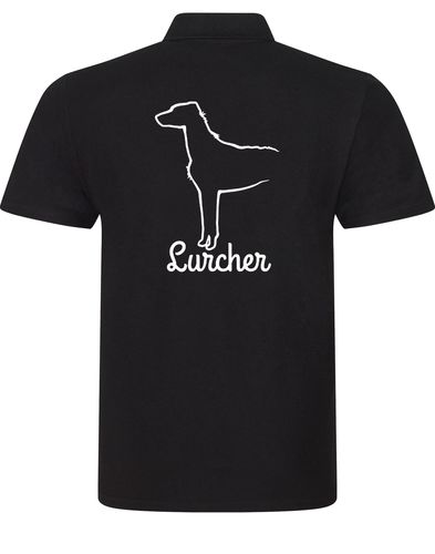 Lurcher Unisex Cotton Polo featuring exclusive breed design and soft cotton fabric.