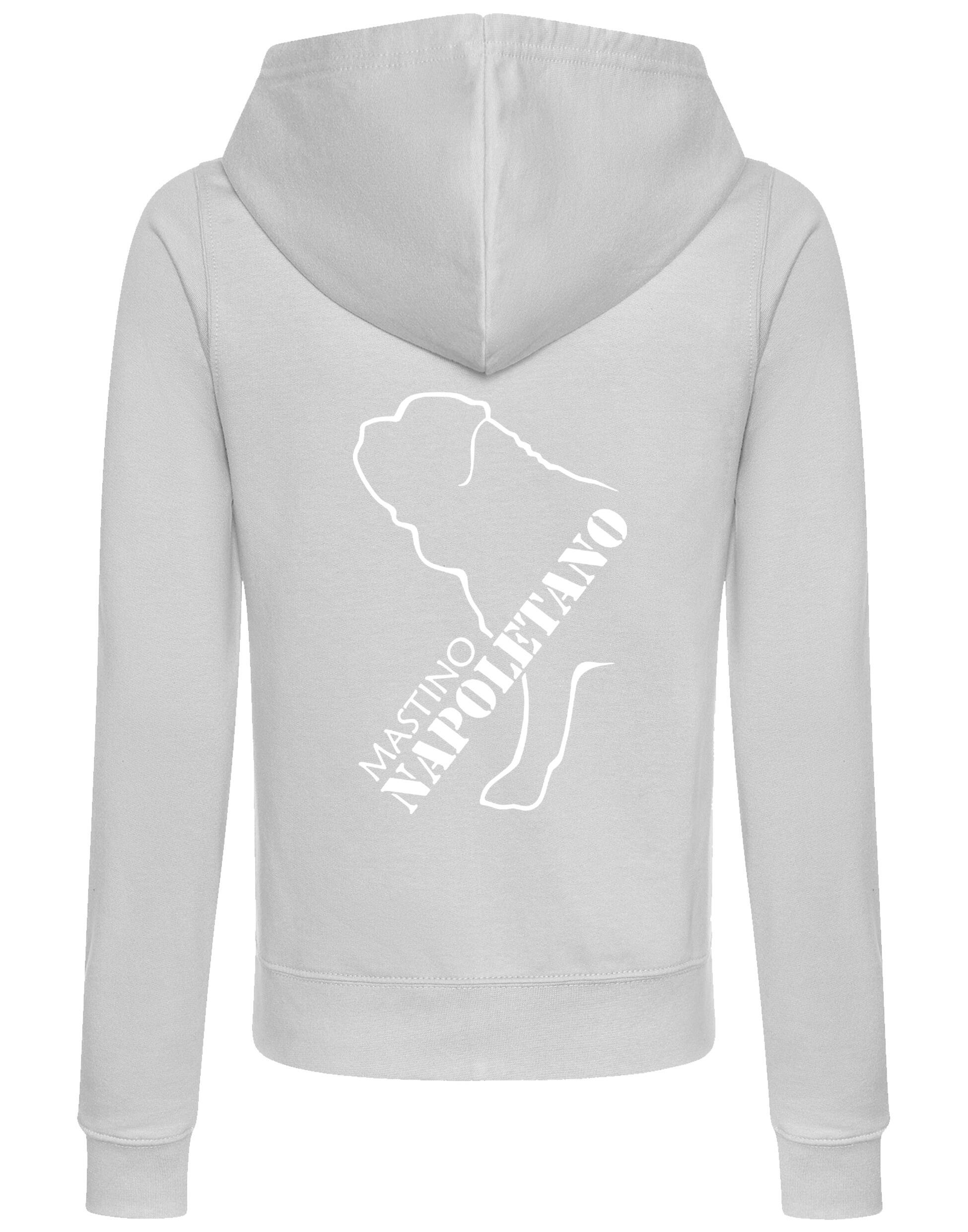 Mastino Napoletano Women’s Zipped Hoodie with exclusive breed artwork, breathable fabric, full-zip closure, and practical features for stylish comfort.
