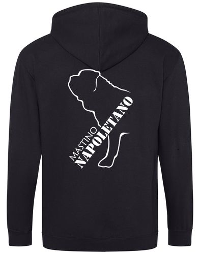 Mastino Napoletano Zipped Hoodie featuring exclusive breed artwork, customisation options, and a durable, fleece-lined design for ultimate comfort and style.