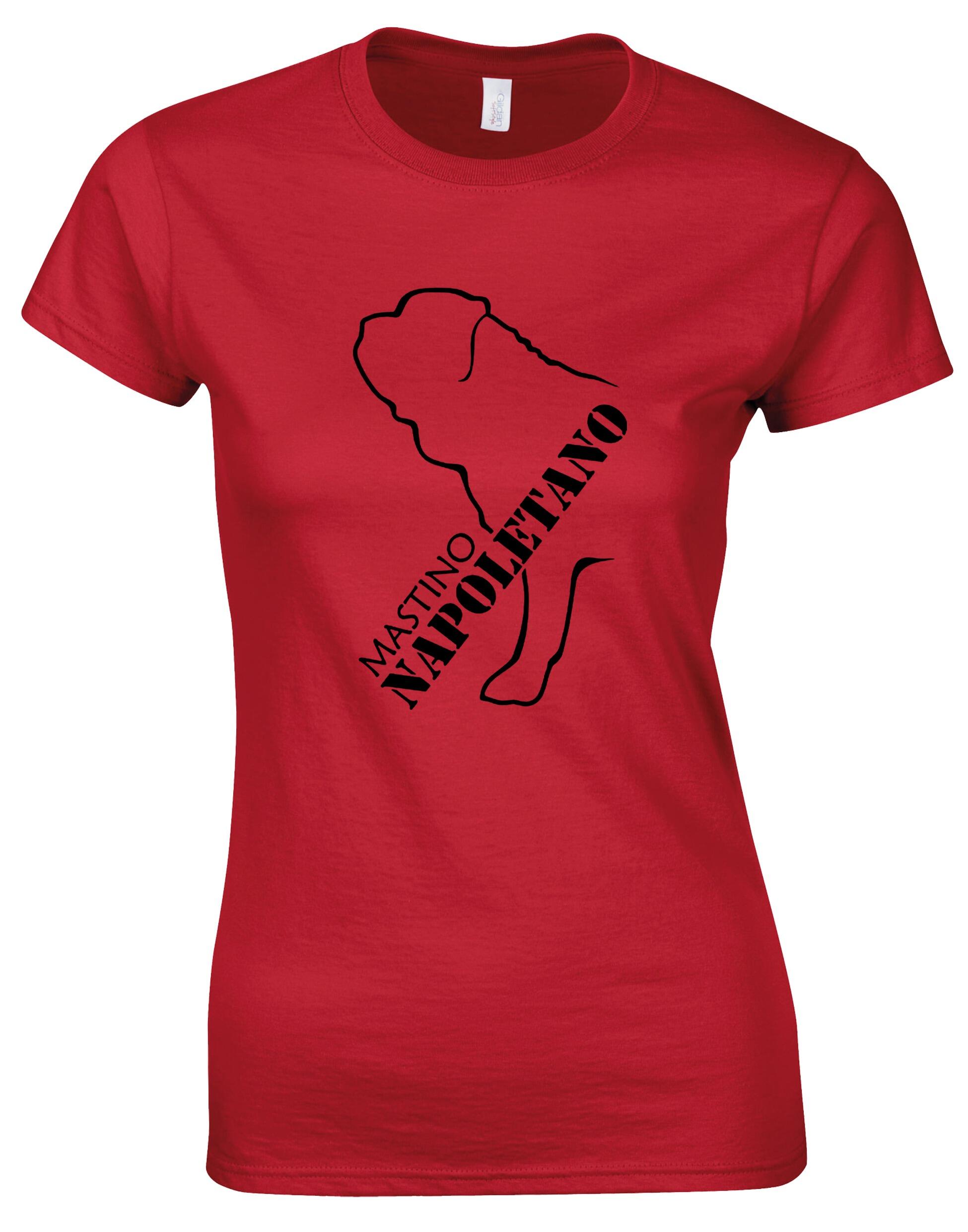 Mastino Napoletano Female Roundneck T-shirt with exclusive breed artwork, soft breathable cotton, and a tailored feminine fit.