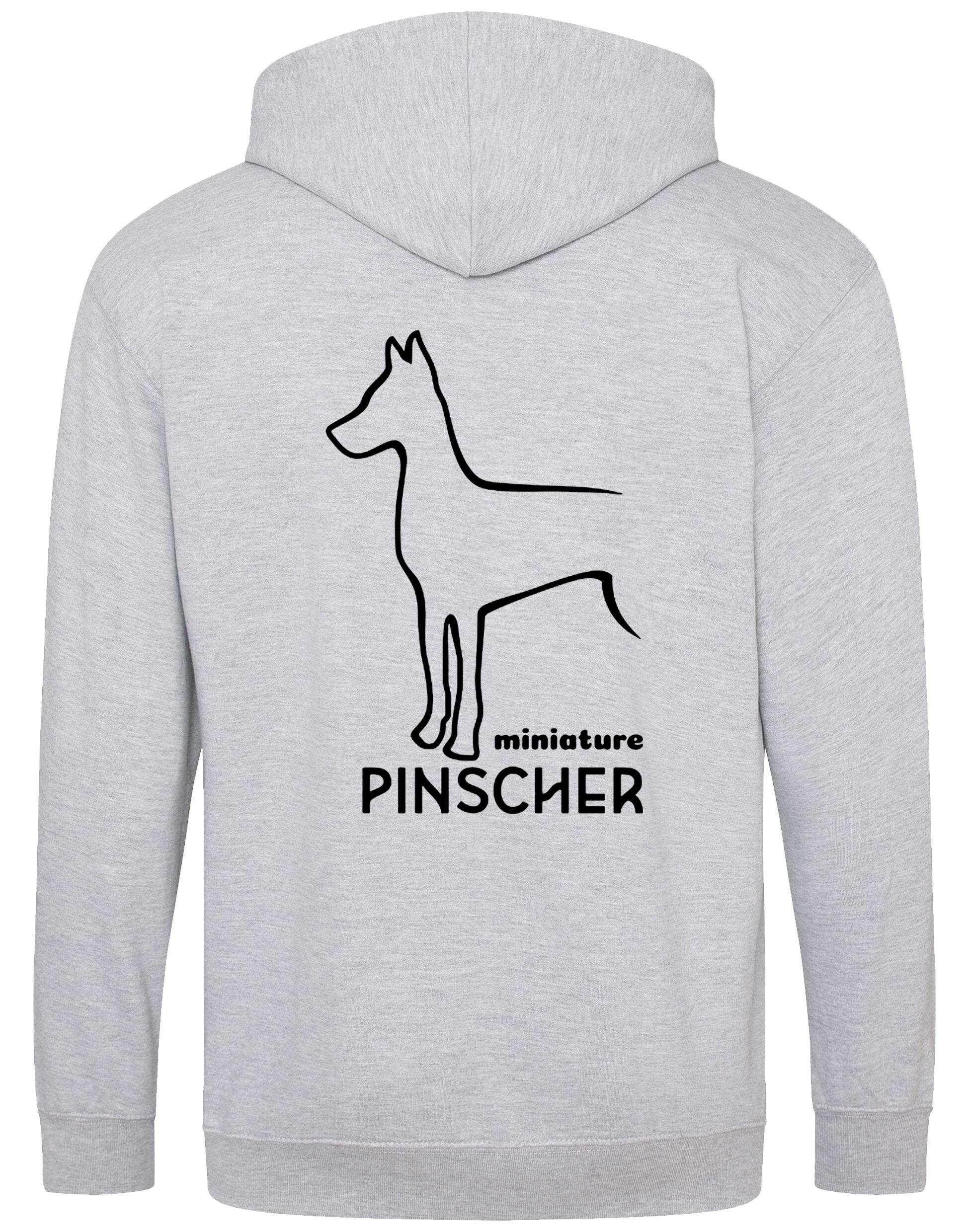 Miniature Pinscher Zipped Hoodie with exclusive breed design, soft fleece lining, and customisation options.