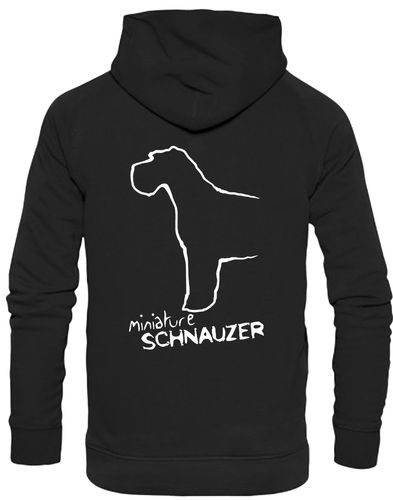 Miniature Schnauzer Pullover Hoodie with exclusive breed artwork, fleece interior, and customisation options for dog lovers.