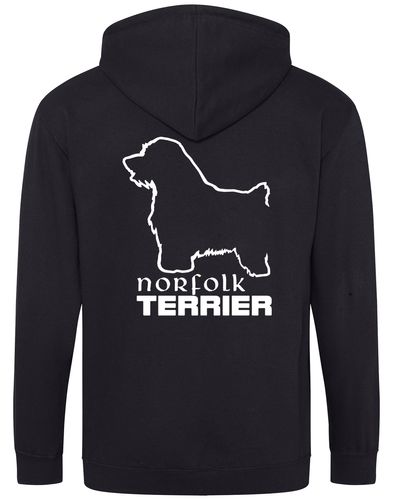 Norfolk Terrier Zipped Hoodie featuring exclusive breed artwork, heavy-blend fleece, full-zip closure, and spacious front pockets. Perfect for Norfolk Terrier lovers seeking warmth, comfort, and style.