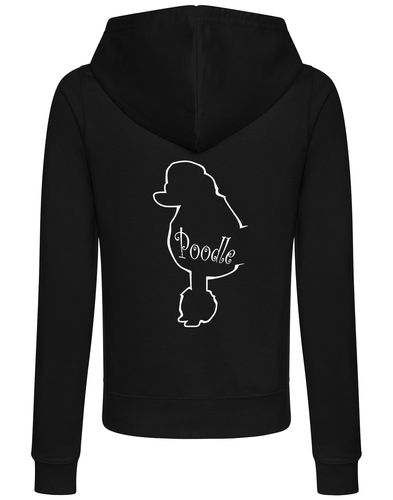 Poodle Women’s Zipped Hoodie featuring exclusive breed artwork, full-zip closure, and soft breathable fabric for stylish comfort.