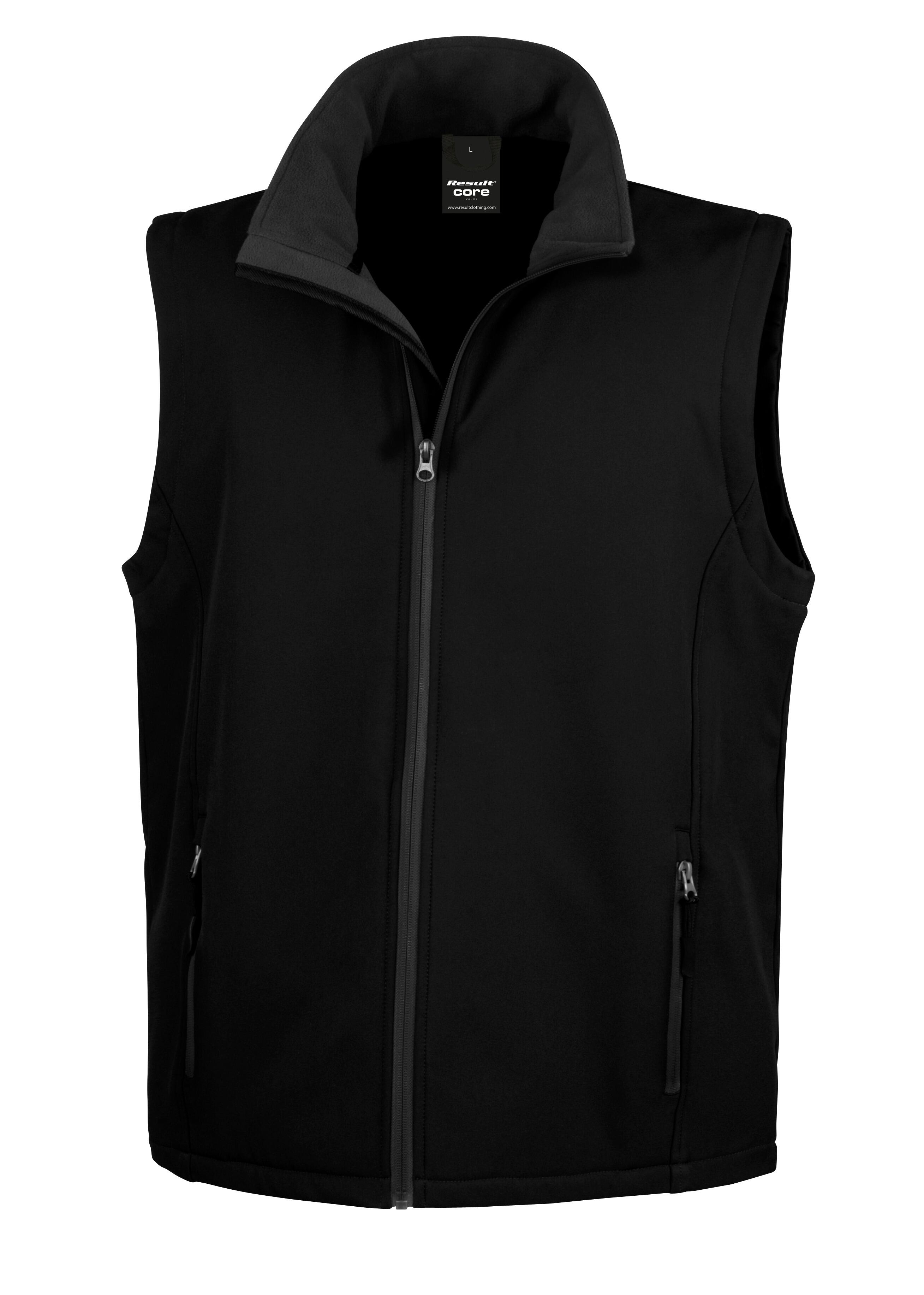 Unisex Pug (Outline) Softshell Gilet featuring exclusive outline artwork, crafted from premium water-resistant fabric with a cozy fleece lining for stylish, functional outdoor wear.