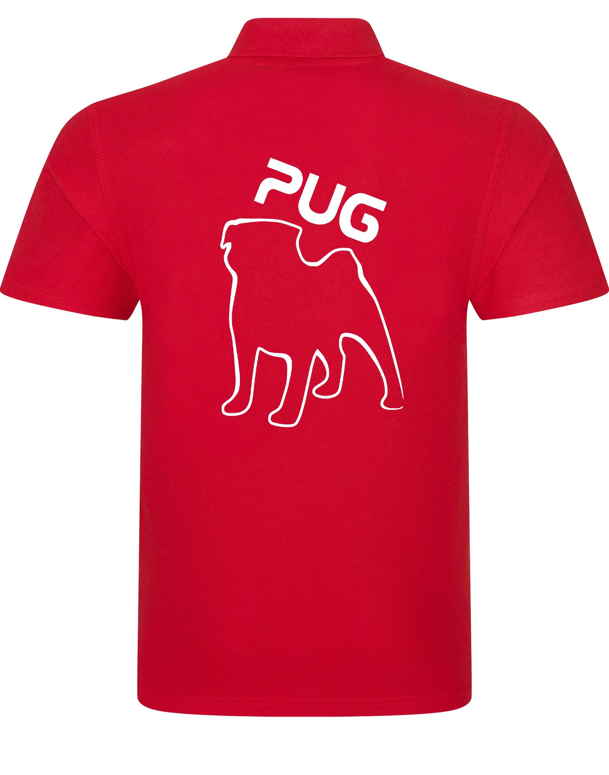 Unisex Pug (Outline) Cotton Polo featuring exclusive outline artwork, crafted from premium breathable cotton for all-day comfort and a relaxed, stylish fit—perfect for Pug enthusiasts.