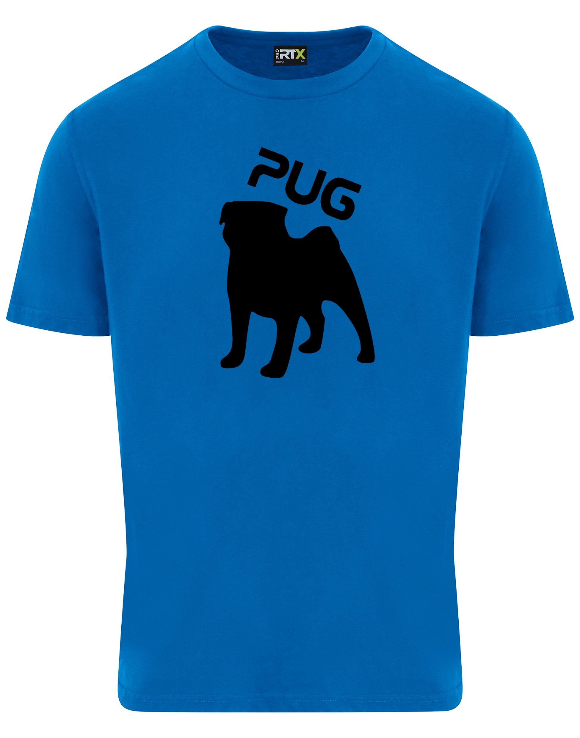 Unisex Pug (Silhouette) Roundneck T-shirt featuring exclusive silhouette artwork, crafted from premium breathable cotton for all-day comfort and a relaxed, stylish fit, perfect for Pug enthusiasts.