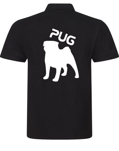 Unisex Pug (Silhouette) Cotton Polo featuring exclusive silhouette artwork, crafted from premium breathable cotton for all-day comfort and a relaxed, stylish fit, perfect for Pug enthusiasts.