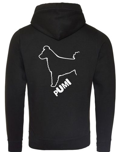 Unisex Hungarian Pumi Crossneck Pullover Hoodie featuring exclusive breed artwork, crafted from premium heavy-blend fabric with a cozy brushed fleece interior, a spacious kangaroo pocket, and a modern crossneck design for stylish, comfortable outdoor wear.