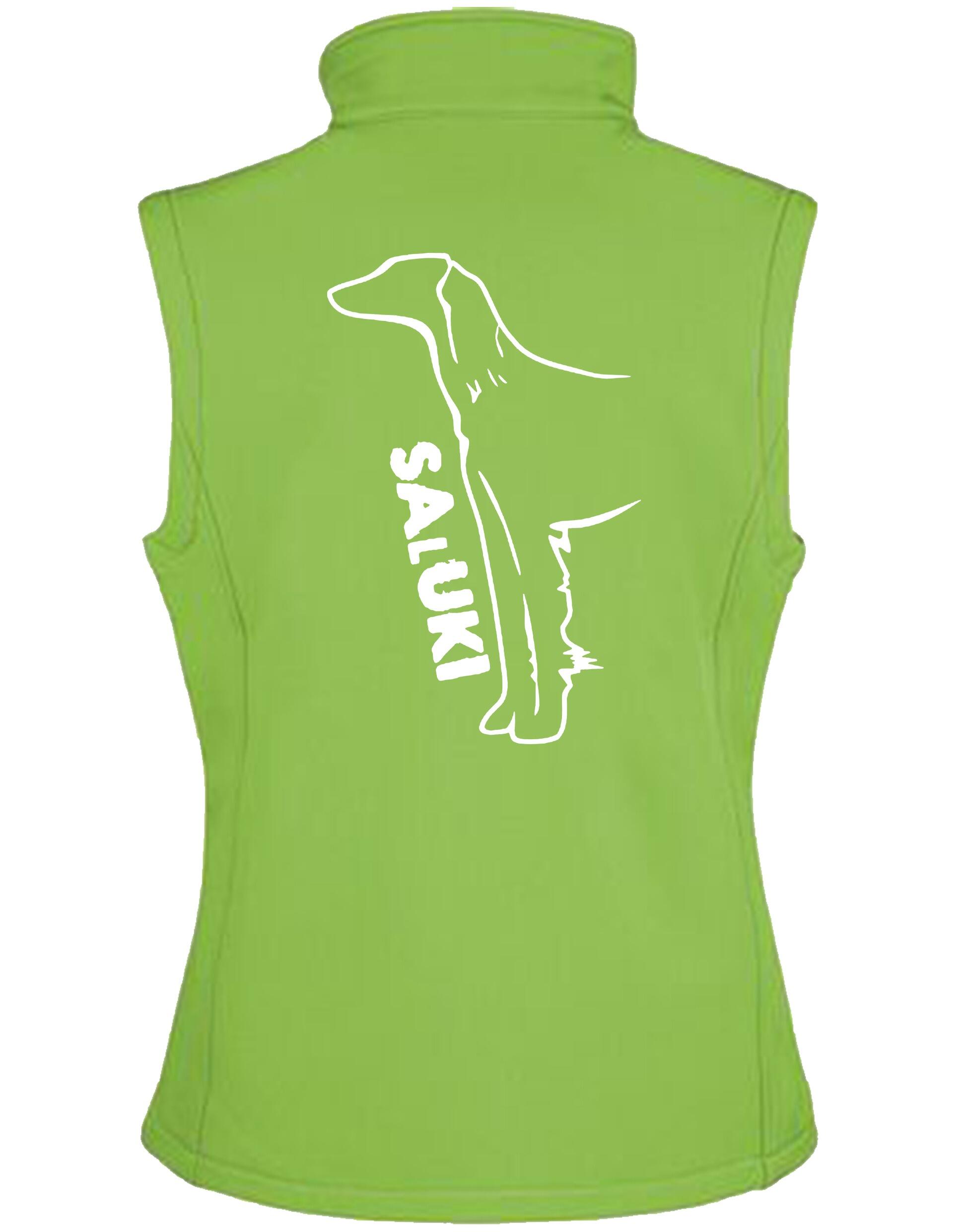 Saluki Women’s Softshell Jacket featuring exclusive breed artwork, water-resistant fabric, soft fleece lining, flattering feminine fit, and polished style for Saluki enthusiasts.