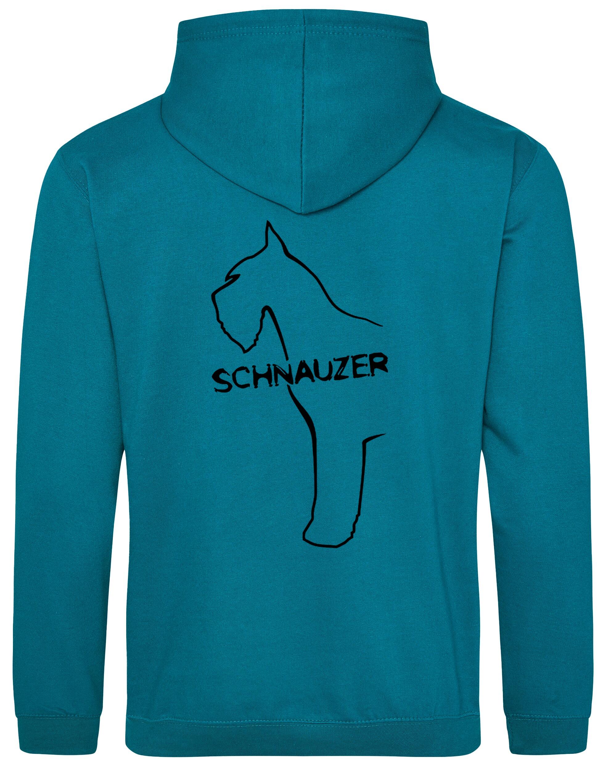 Schnauzer Design Pullover Hoodie featuring exclusive breed artwork, customizable options, and high-quality heavy-blend fabric for warmth and style.