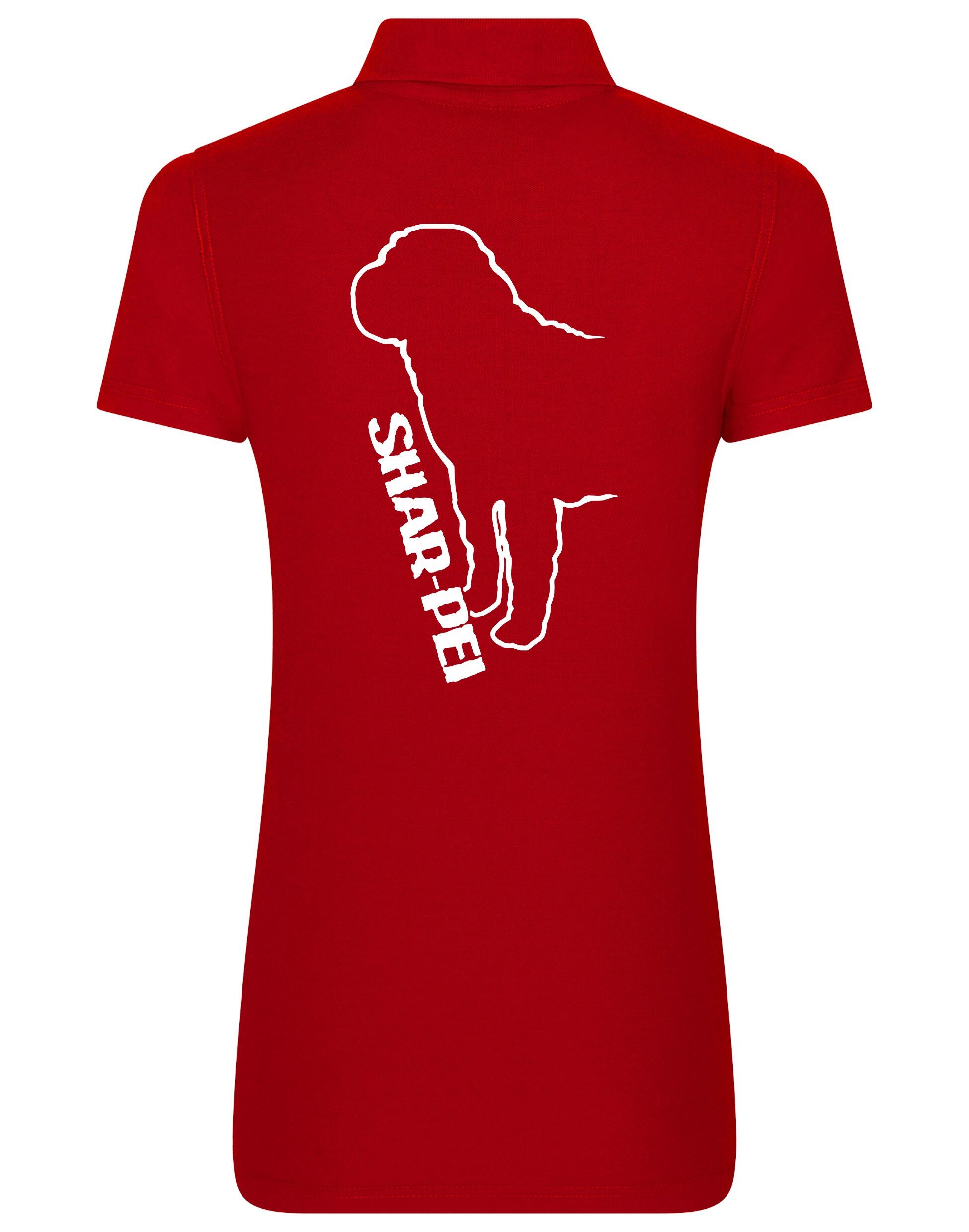 Women's Cotton Polo featuring exclusive Shar Pei graphic design.