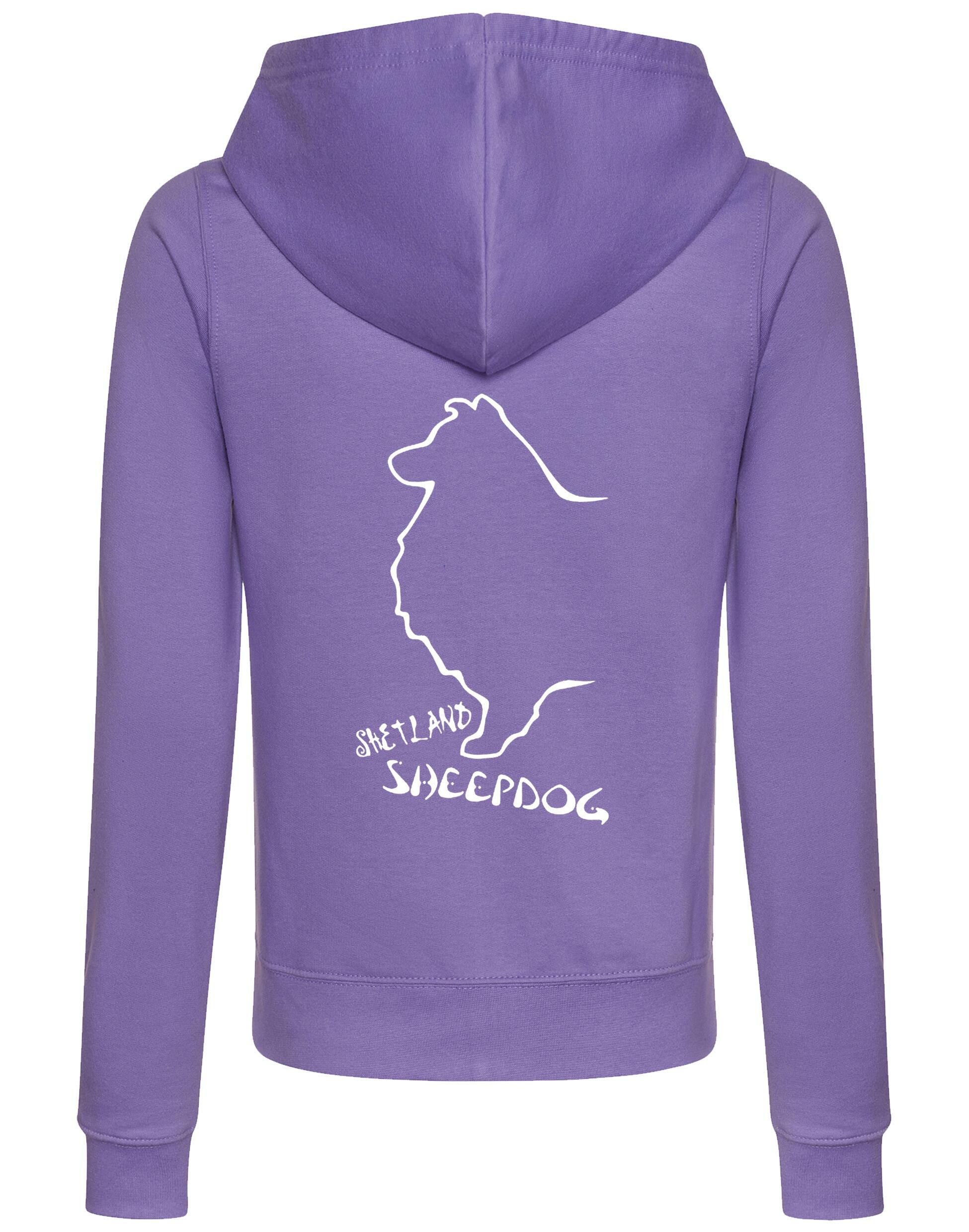 Women's Zipped Hoodie featuring exclusive Shetland Sheepdog graphic design.