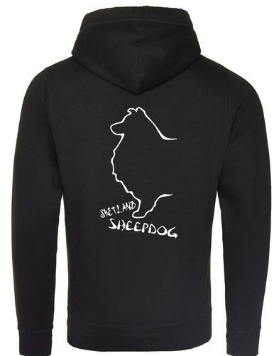 Unisex Crossneck Pullover Hoodie featuring exclusive Shetland Sheepdog graphic design.