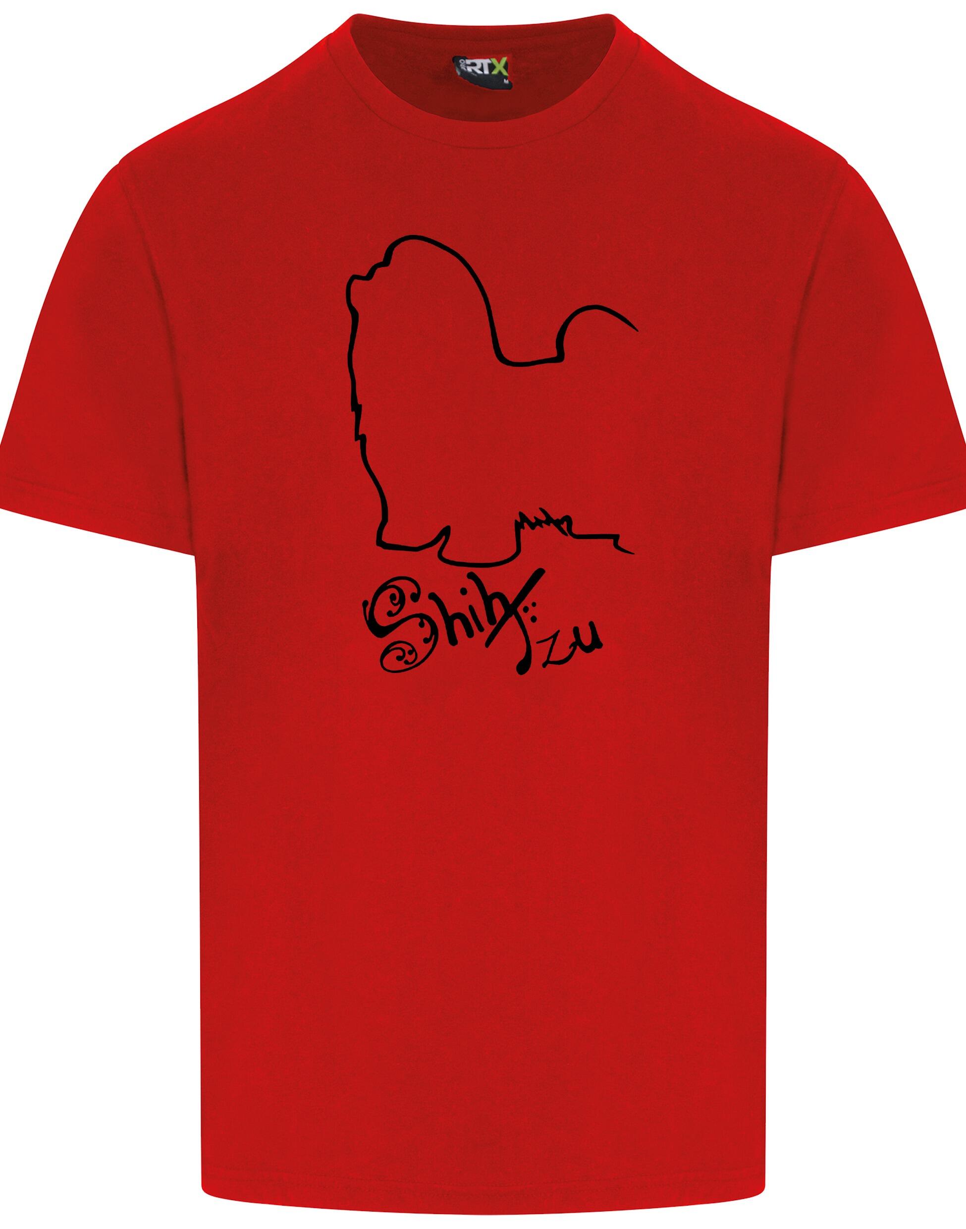 Unisex cotton roundneck T-shirt featuring a detailed Shih Tzu graphic on the front, lightweight and breathable with a relaxed fit suitable for all body types. Ideal for casual wear or breed events.