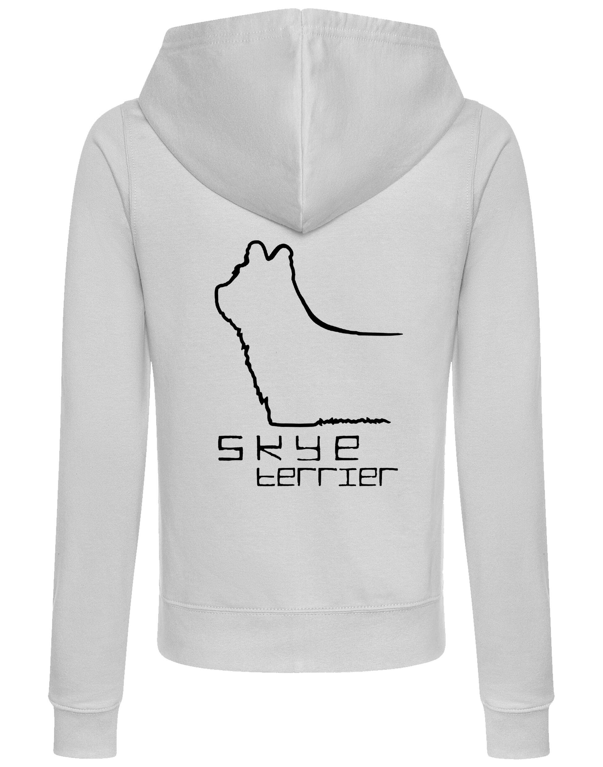 Women’s zipped hoodie featuring exclusive Skye Terrier artwork on the back, with front pockets and a cozy hood. Designed for comfort and style, perfect for Skye Terrier lovers attending dog shows or enjoying outdoor walks.