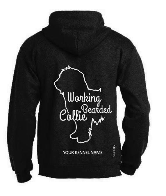 Working Bearded Collie Dog Breed Hoodie Women's & Men's Full Zipped Heavy Blend Exclusive Dogeria Design