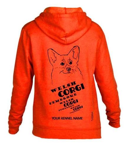 Corgi Welsh Pembroke - Face, Dog Breed Hoodies Men's Full Zipped Exclusive Dogeria Design