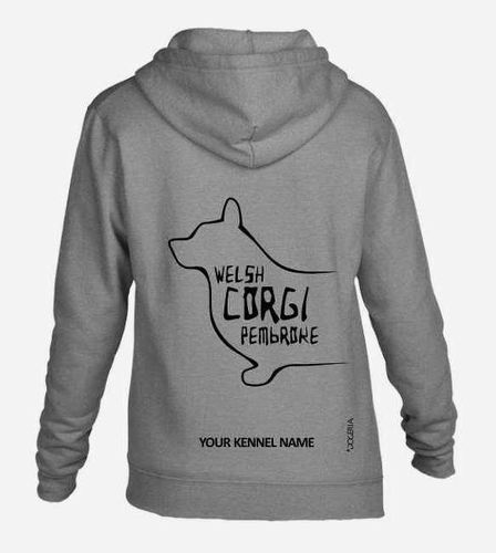 Corgi Welsh Pembroke - Outline, Dog Breed Hoodies Full Zipped Men's Styles Exclusive Dogeria Design
